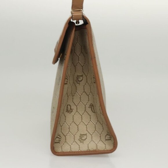 Christian Dior Honeycomb Canvas Hand Bag PVC Leather Beige Auth sw453 - Picture 4 of 16
